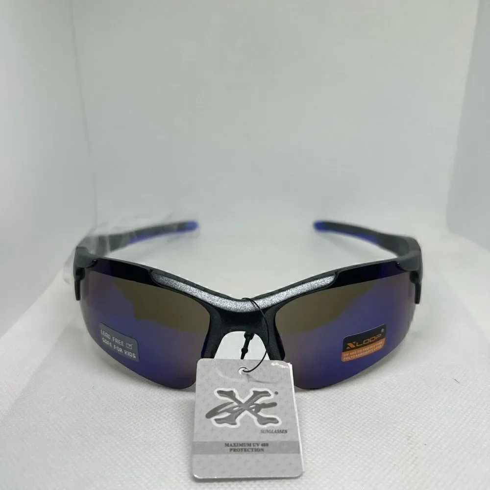X-Loop Semi Rimless Wrap Mirrored Sunglasses